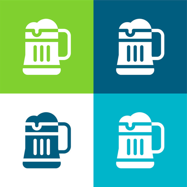 Bebidas Conjunto de ícones mínimos de quatro cores planas - Vetor, Imagem