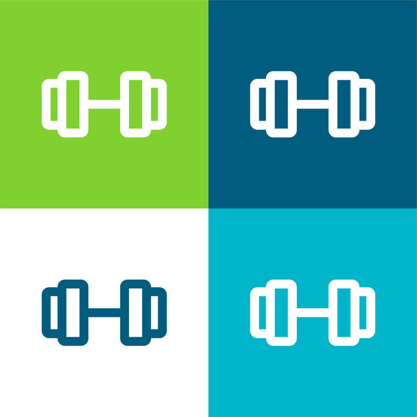 Barbell Плоский четырехцветный минимальный набор значков - Вектор,изображение