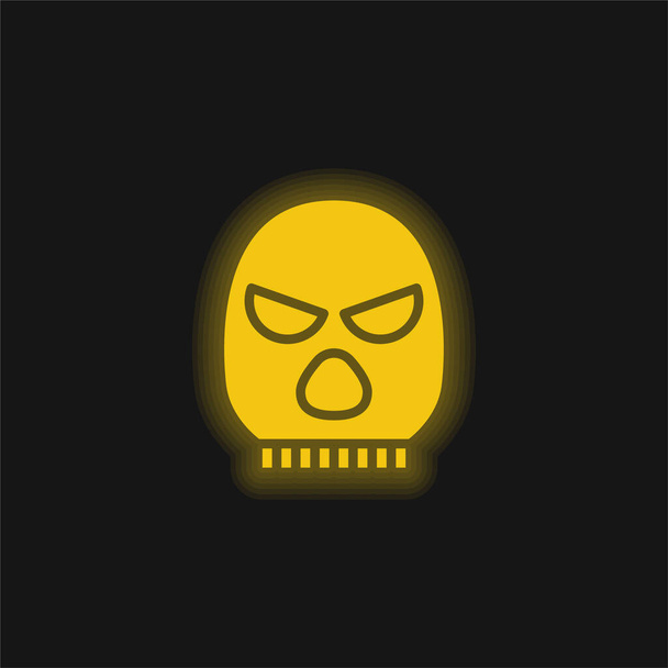 Icono de neón brillante amarillo pasamontañas - Vector, Imagen