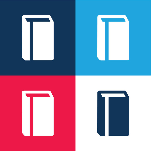 Libro con segnalibro blu e rosso quattro colori set di icone minime - Vettoriali, immagini