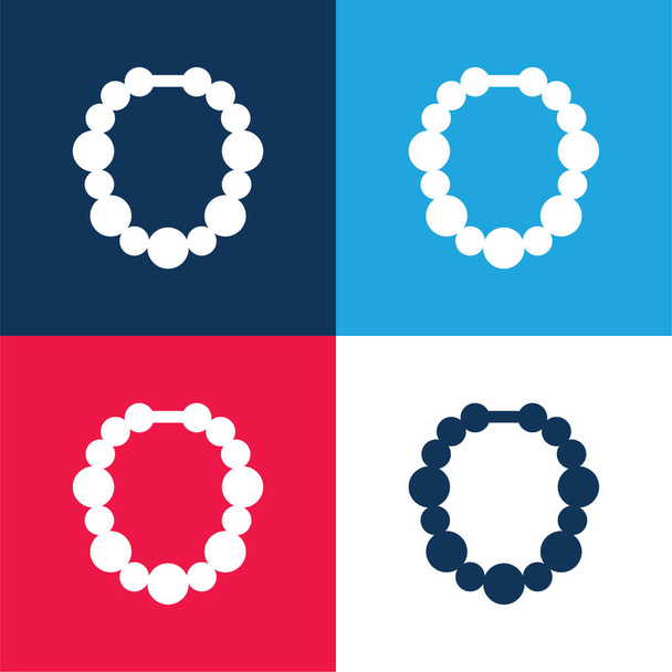 Beads blue and red four color minimal icon set - Vector, Image