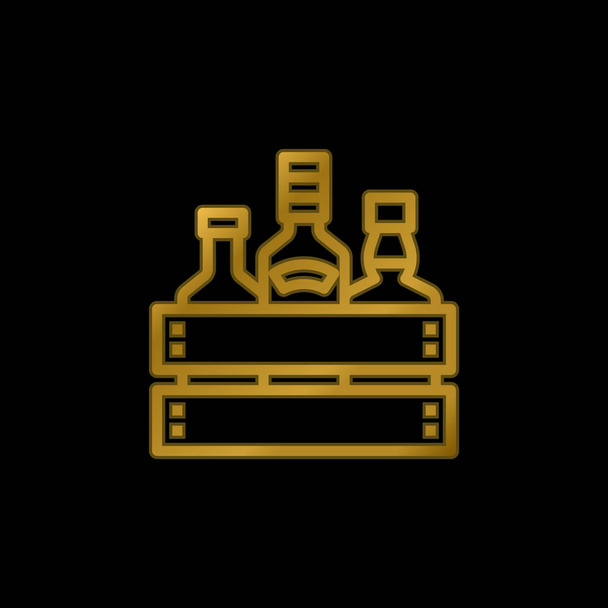 Álcool banhado a ouro ícone metálico ou vetor logotipo - Vetor, Imagem
