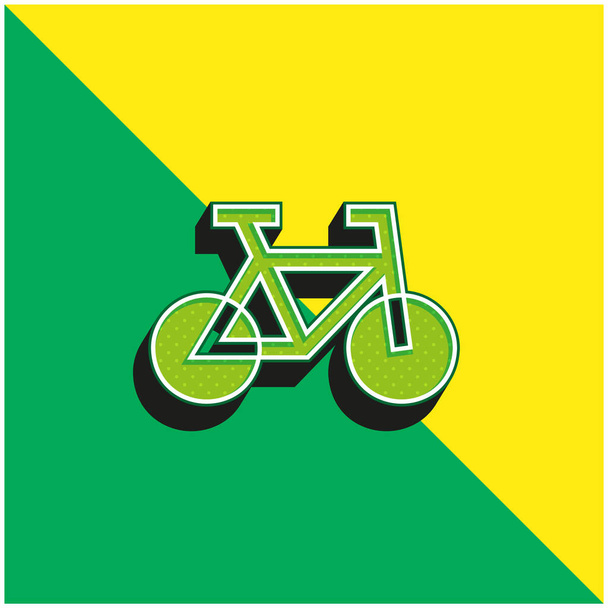 Kerékpár Zöld és sárga modern 3D vektor ikon logó - Vektor, kép