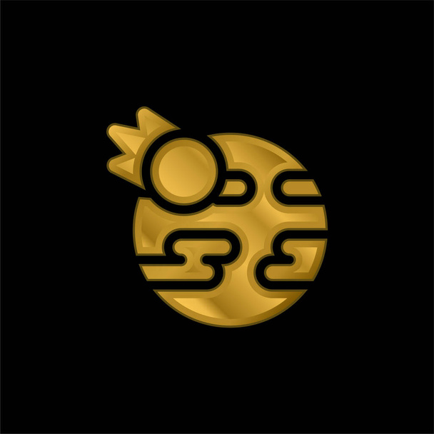 Armageddon gold plated metalic icon or logo vector - Vector, Image