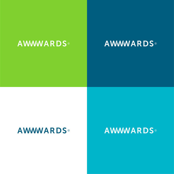 Awwwards Website Logo Flat vier kleuren minimale pictogram set - Vector, afbeelding