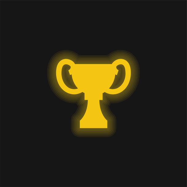 Award Black Shape Of Trophy Cup yellow glowing neon icon - Vector, Image