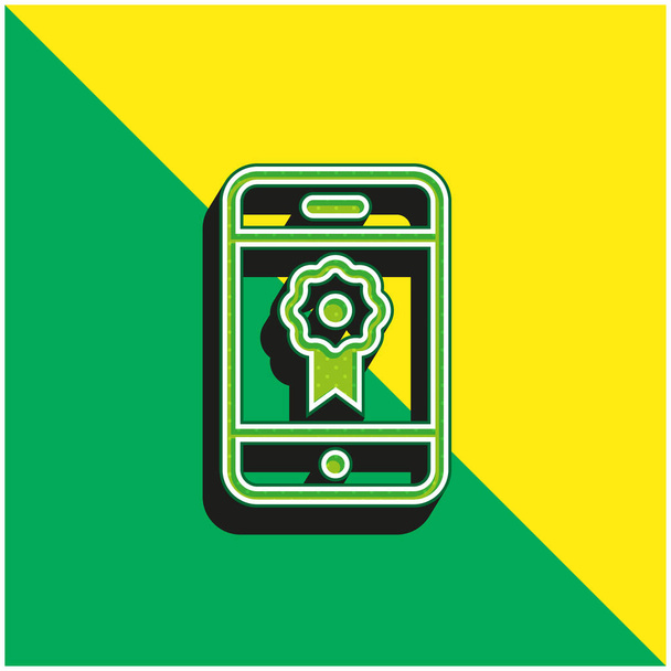 Virkamerkki Vihreä ja keltainen moderni 3d vektori kuvake logo - Vektori, kuva