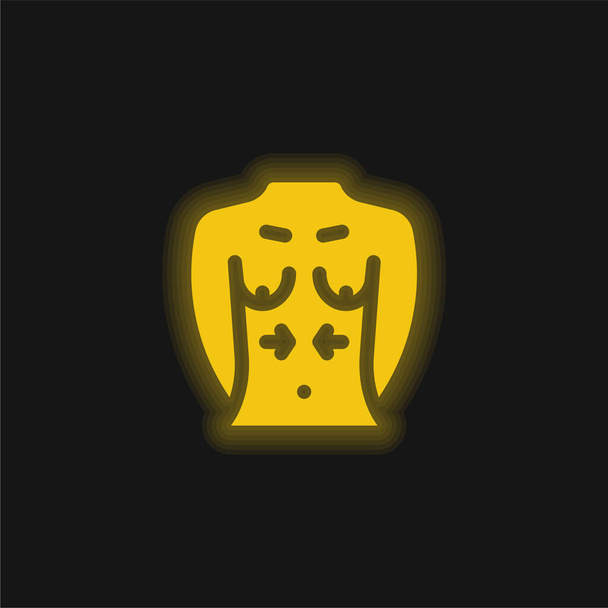 胸の黄色の輝くネオンアイコン - ベクター画像