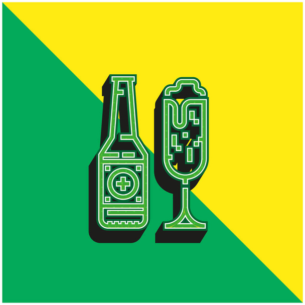 Olut Vihreä ja keltainen moderni 3d vektori kuvake logo - Vektori, kuva