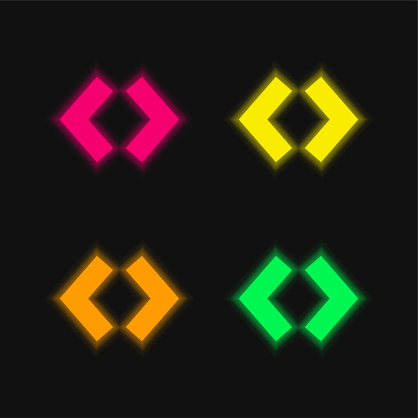 Брекети чотири кольори, що світяться неоном Векторна піктограма
 - Вектор, зображення
