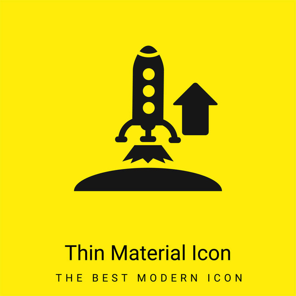 Felemelkedő rakéta minimális fényes sárga anyag ikon - Vektor, kép