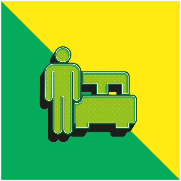 Cama verde y amarillo moderno logotipo del icono del vector 3d - Vector, Imagen