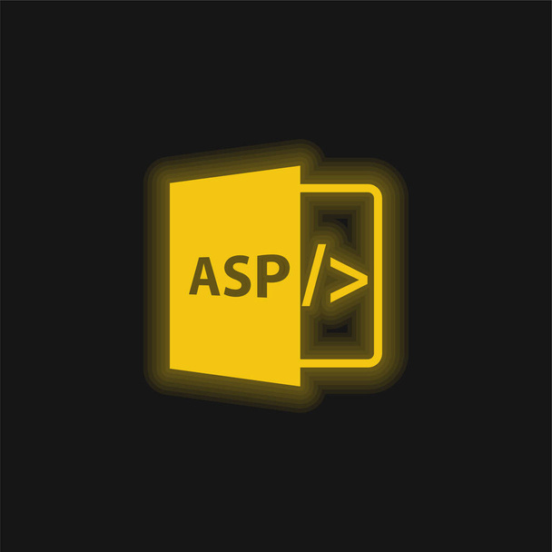 Asp File Format Symbol yellow glowing neon icon - Vector, Image