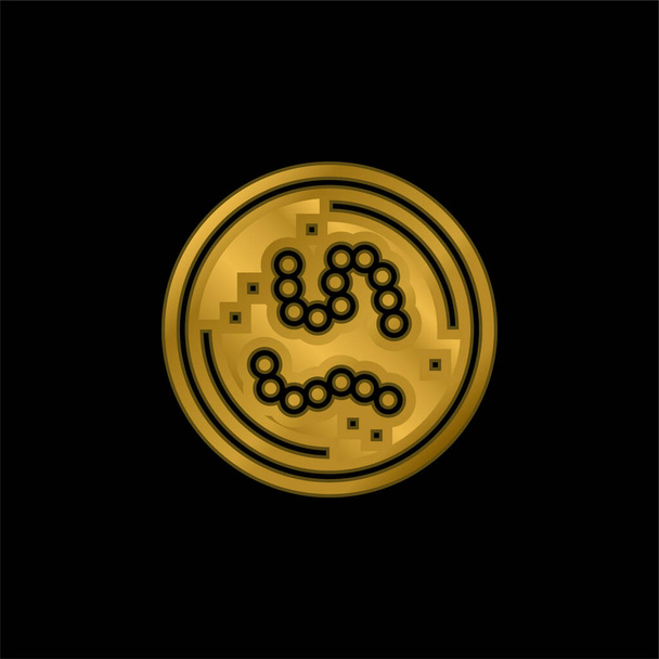 Bakteri altın kaplama metalik simge veya logo vektörü - Vektör, Görsel