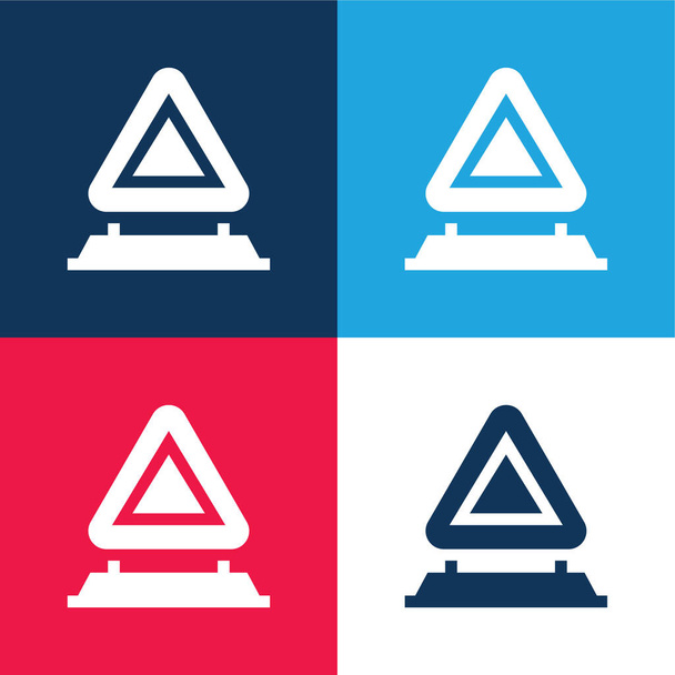 Aandacht blauw en rood vier kleuren minimale pictogram set - Vector, afbeelding