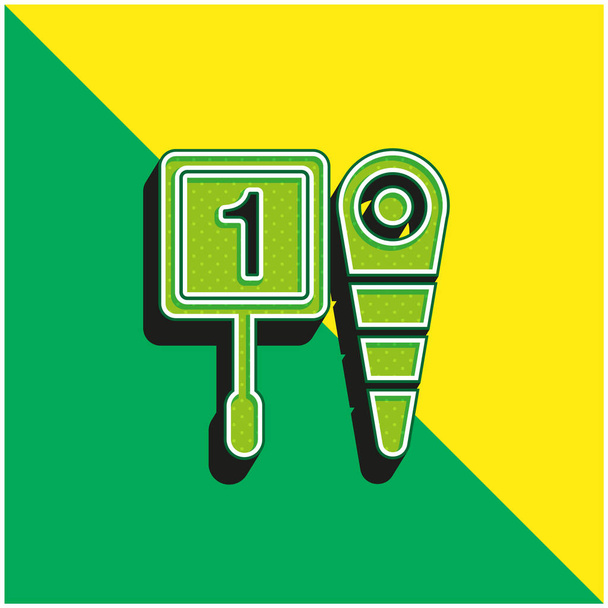 Señales de fútbol americano verde y amarillo moderno vector 3d icono logo - Vector, Imagen