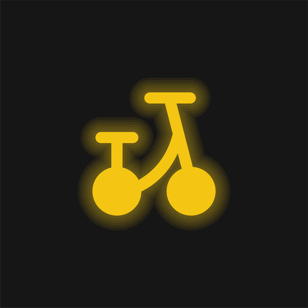 Kerékpár sárga izzó neon ikon - Vektor, kép