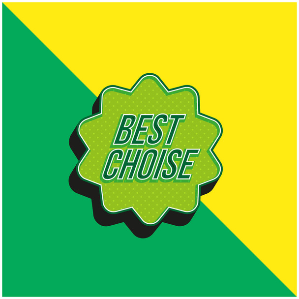 Mejor Opción Símbolo Comercial Verde y amarillo moderno vector 3d icono logo - Vector, imagen