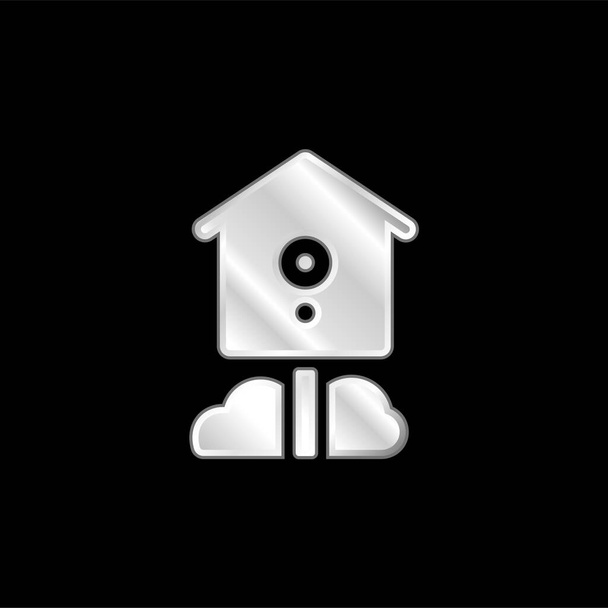 Birdhouse plateado icono metálico - Vector, Imagen