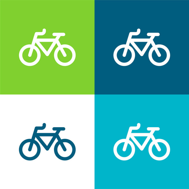 Bike Flat cztery kolory minimalny zestaw ikon - Wektor, obraz