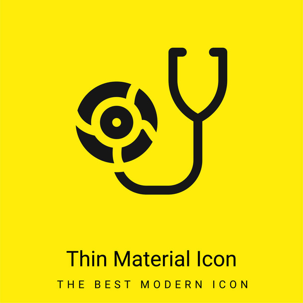 Ausculter minime icône de matériau jaune vif - Vecteur, image