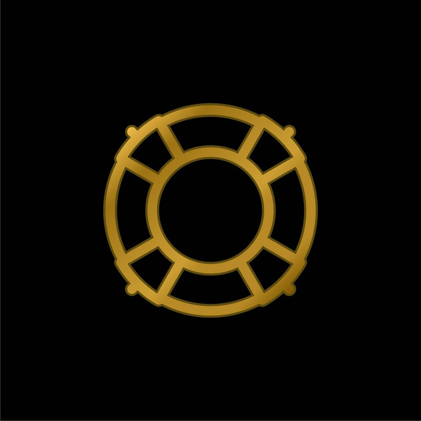 Grande Lifesaver banhado a ouro ícone metálico ou vetor logotipo - Vetor, Imagem