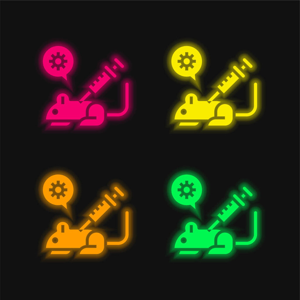 Animal Testing four color glowing neon vector icon - Vector, Image