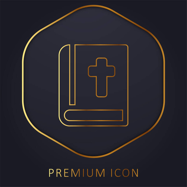 Bíblia linha dourada logotipo premium ou ícone - Vetor, Imagem