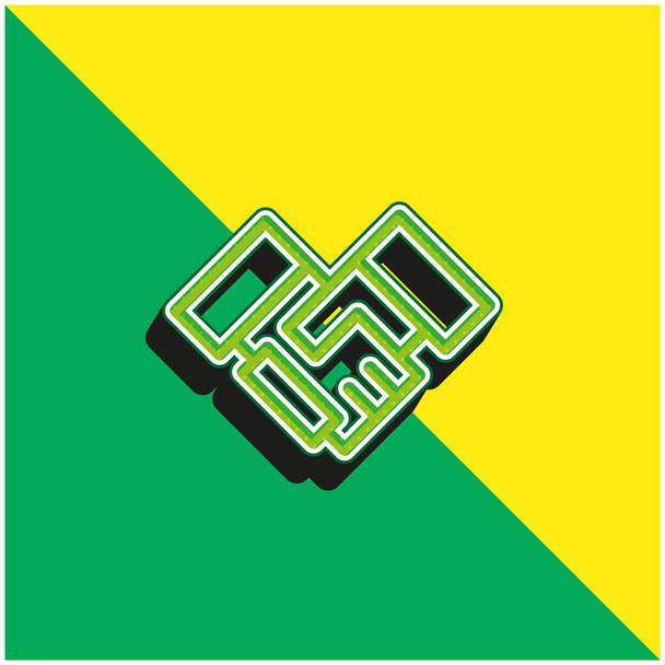 Acuerdo verde y amarillo moderno 3d vector icono logo - Vector, Imagen