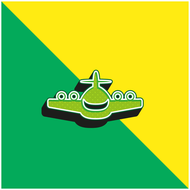 Plano grande vista frontal verde y amarillo moderno logotipo del icono del vector 3d - Vector, Imagen
