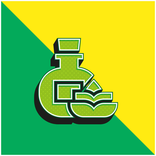 Aromaterápia Zöld és sárga modern 3D vektor ikon logó - Vektor, kép