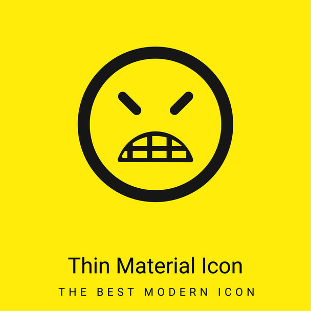 Angry Emoticon visage carré avec yeux fermés minime icône de matériau jaune vif - Vecteur, image