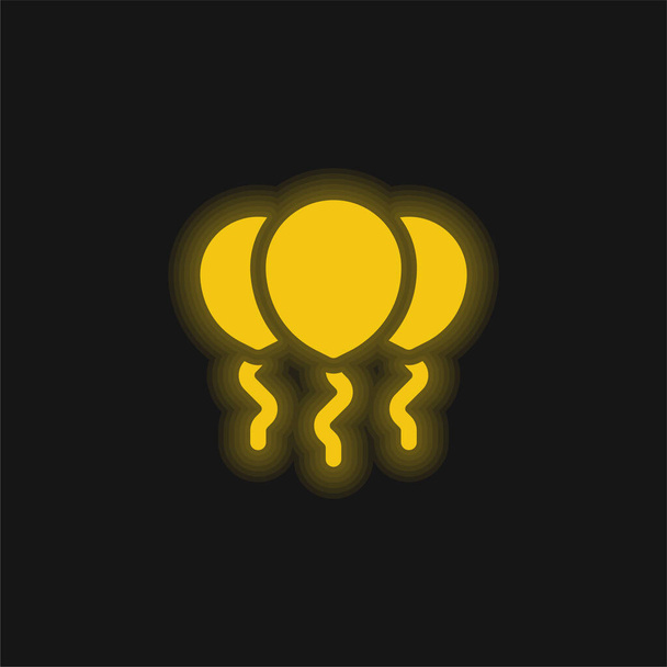 Balloon yellow glowing neon icon - Vector, Image