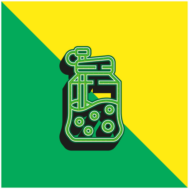ボトル緑と黄色の現代的な3Dベクトルアイコンのロゴ - ベクター画像