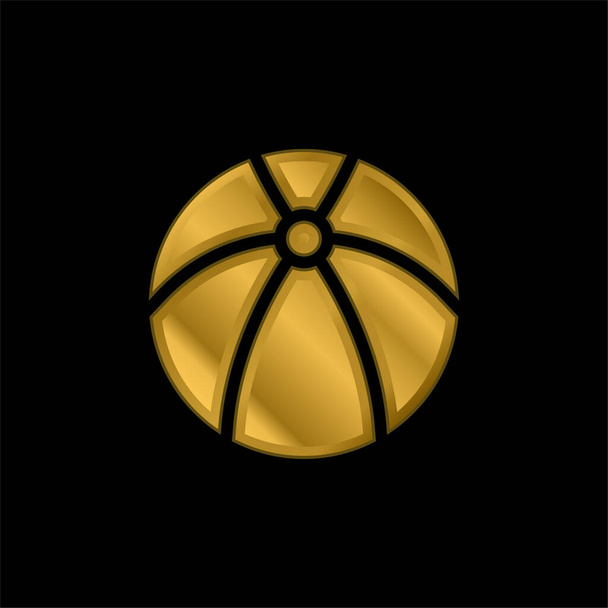 Bola chapado en oro icono metálico o logo vector - Vector, Imagen