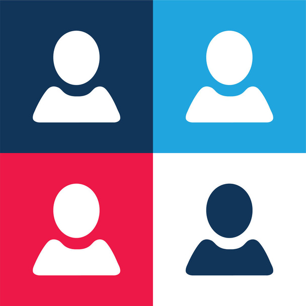 Negro Forma de usuario azul y rojo de cuatro colores mínimo icono conjunto - Vector, imagen