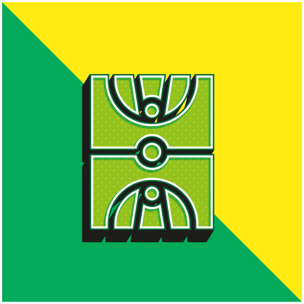 バスケットボールコート緑と黄色の現代的な3Dベクトルアイコンのロゴ - ベクター画像