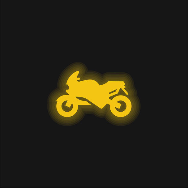 Fahrrad gelbe leuchtende Neon-Ikone - Vektor, Bild