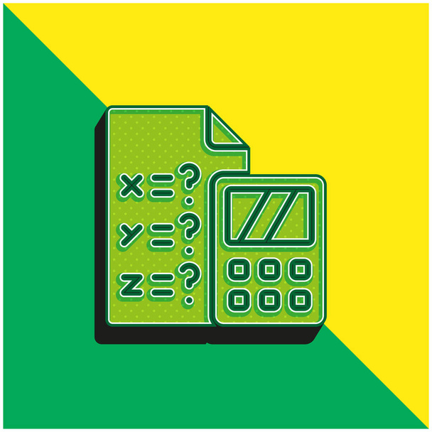 Algebra Green and yellow modern 3d vector icon logo - Vector, Image
