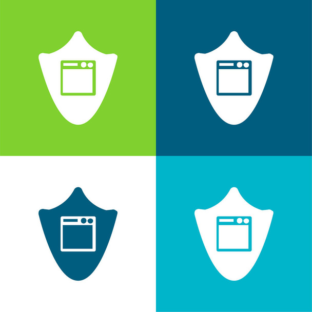App Shield Flat čtyři barvy minimální ikona nastavena - Vektor, obrázek