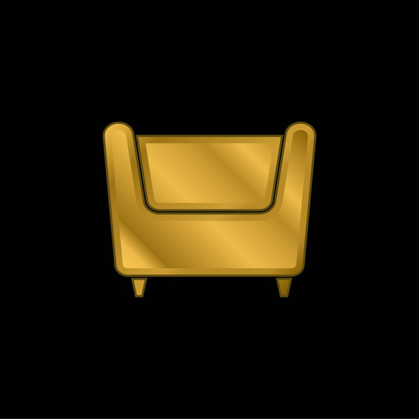 Armchair gold plated metalic icon or logo vector - Vector, Image