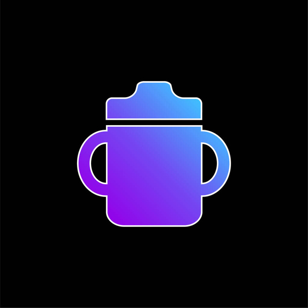 Baby Drinking Bottle With Handle On Both Sides blue gradient vector icon - Vector, Image