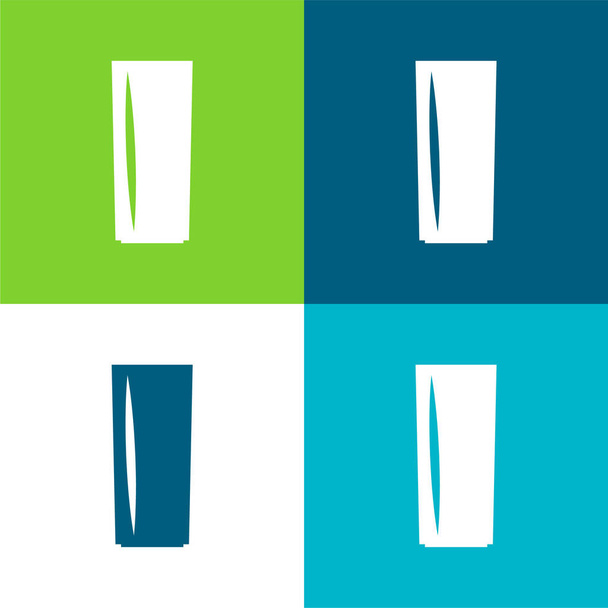 Set di icone minime in vetro nero piatto a quattro colori - Vettoriali, immagini