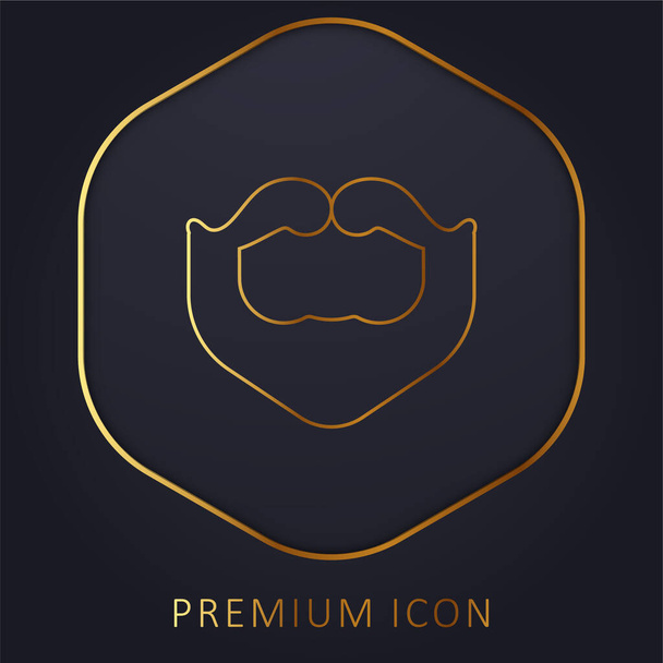 Beard golden line premium logo or icon - Vector, Image