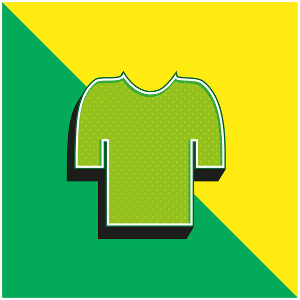 Zwart T Shirt Groen en geel modern 3D vector icoon logo - Vector, afbeelding