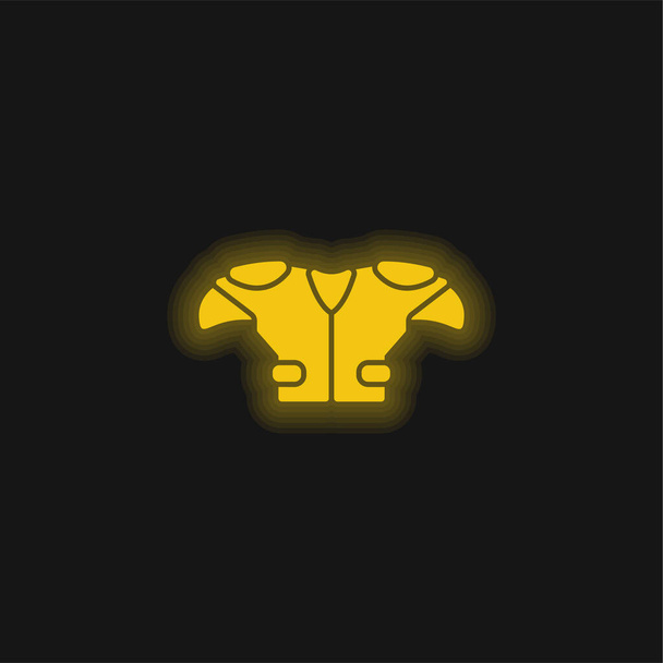 Американський гравець у футбол Чорний Т Ширт Клот жовтий світячий ікона неону - Вектор, зображення