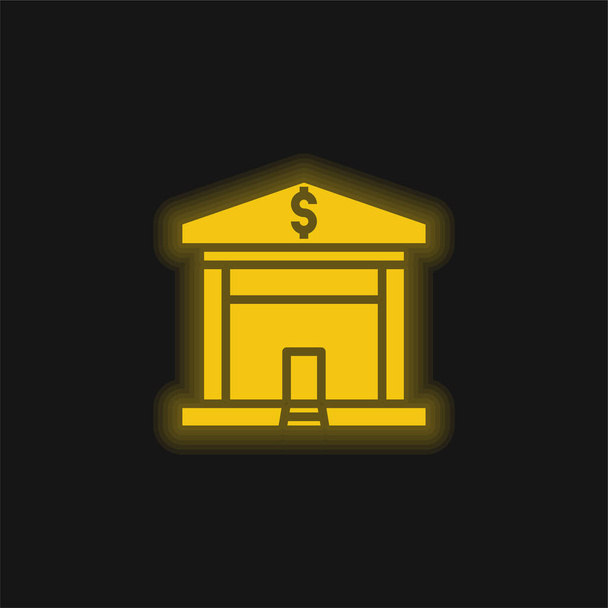 Pankki keltainen hehkuva neon kuvake - Vektori, kuva