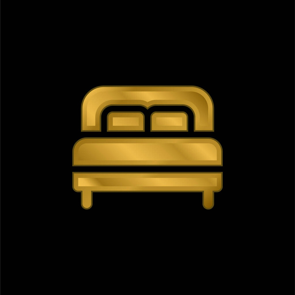 Ágynemű aranyozott fémes ikon vagy logó vektor - Vektor, kép