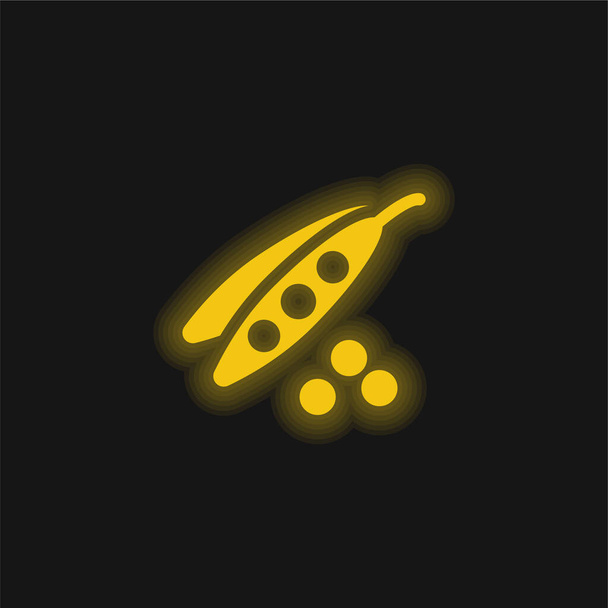 Bean Seeds yellow glowing neon icon - Vector, Image