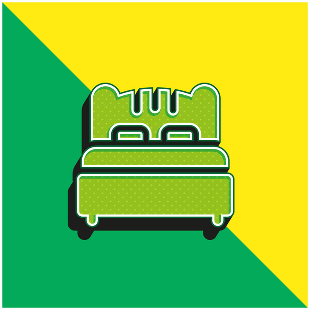 Bed Green a žluté moderní 3D vektorové ikony logo - Vektor, obrázek